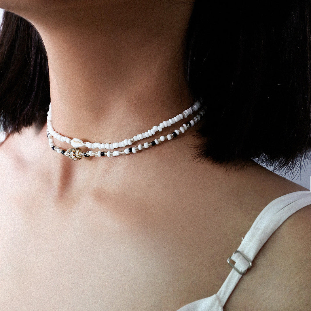 Women's Elegant Multi-Layer Necklace with Pearls and Shells – Boho Chic Statement Jewelry
