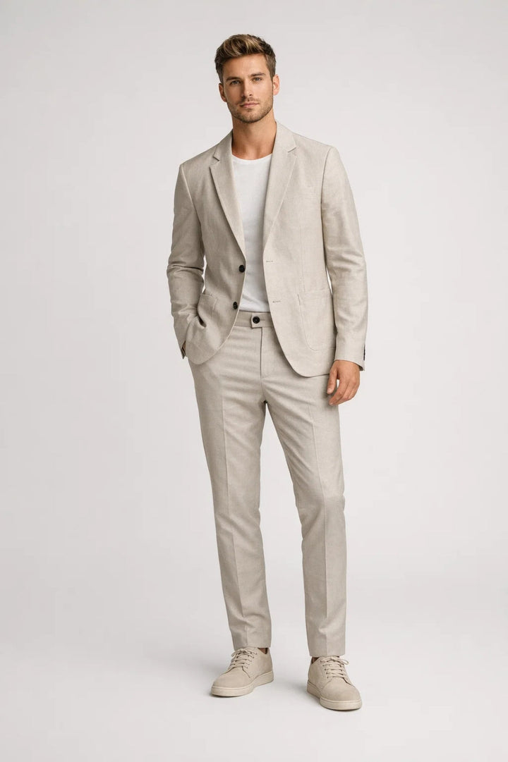 Slim-fit tweed suit for men – blazer and trousers in classic smart-casual style