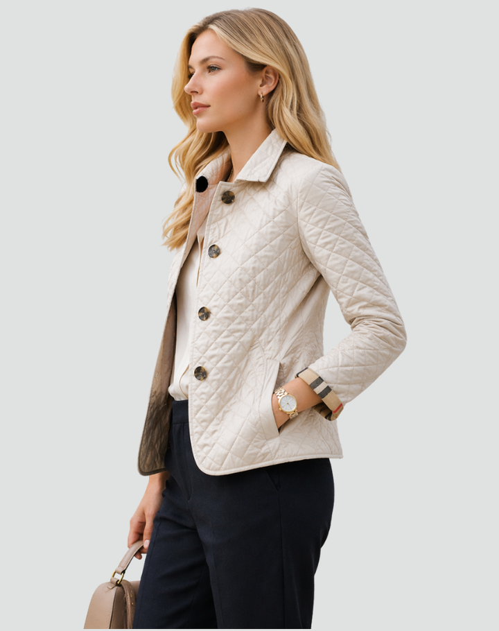 Damen Übergangsjacke Regular Fit Doorgestikt mit Kragen und Knöpfe