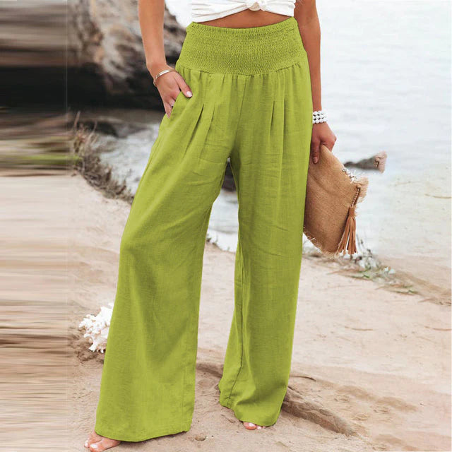 Women's High-Waist Linen Wide-Leg Pants – Airy Summer Casual Pants