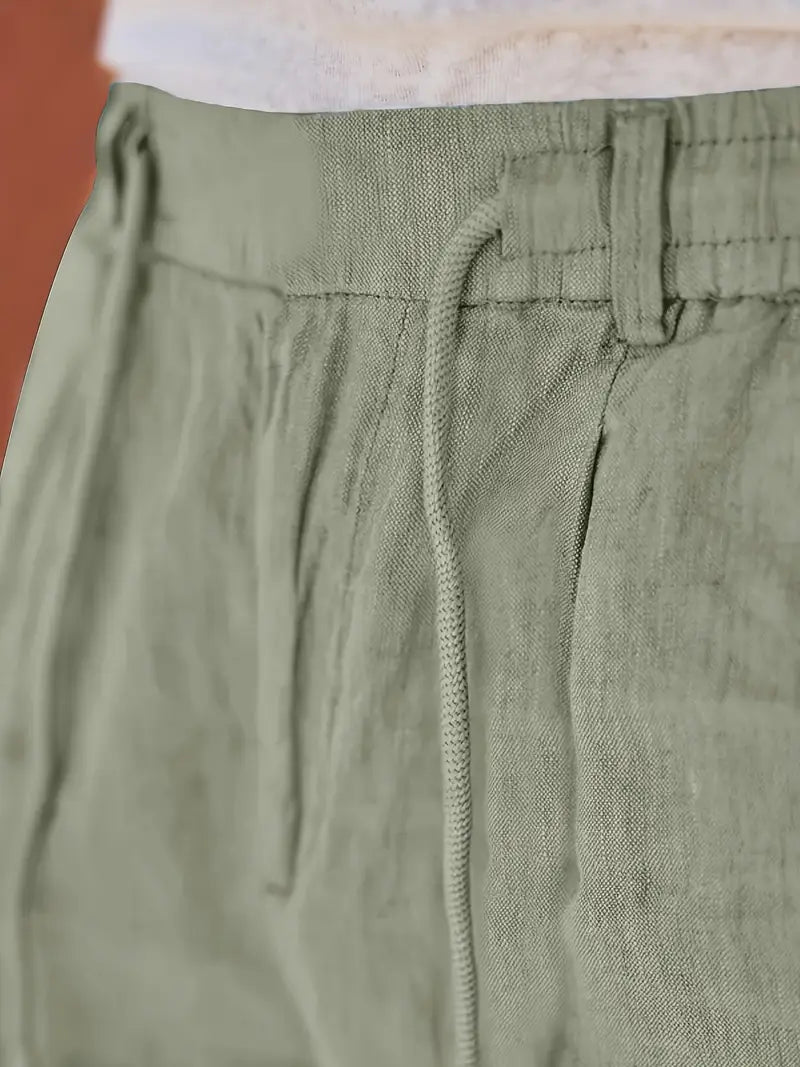 Men's Wide-Cut Linen Pants – Casual Summer Pants with Drawstring