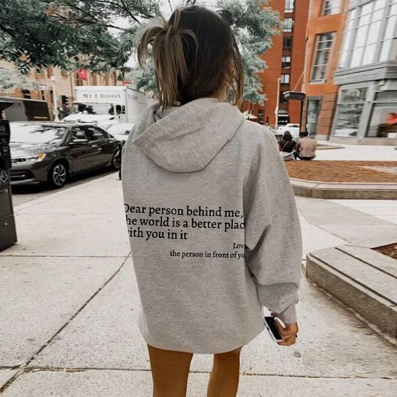 Damen Weißer Oversize Hoodie – "Dear Person Behind Me" Sweatshirt