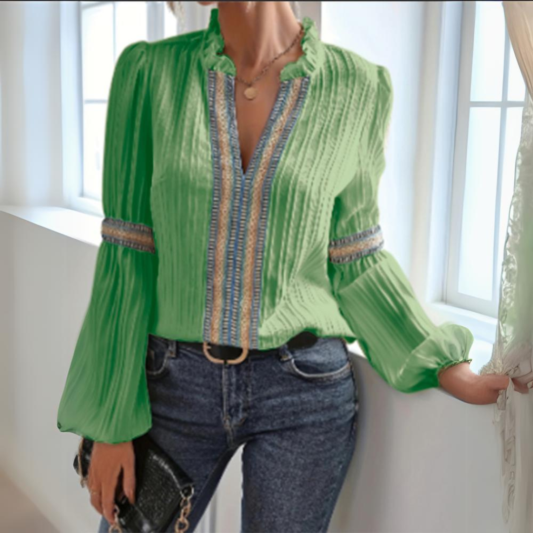Women's Boho Chiffon Blouse with Long Sleeves – Airy Flowing Top