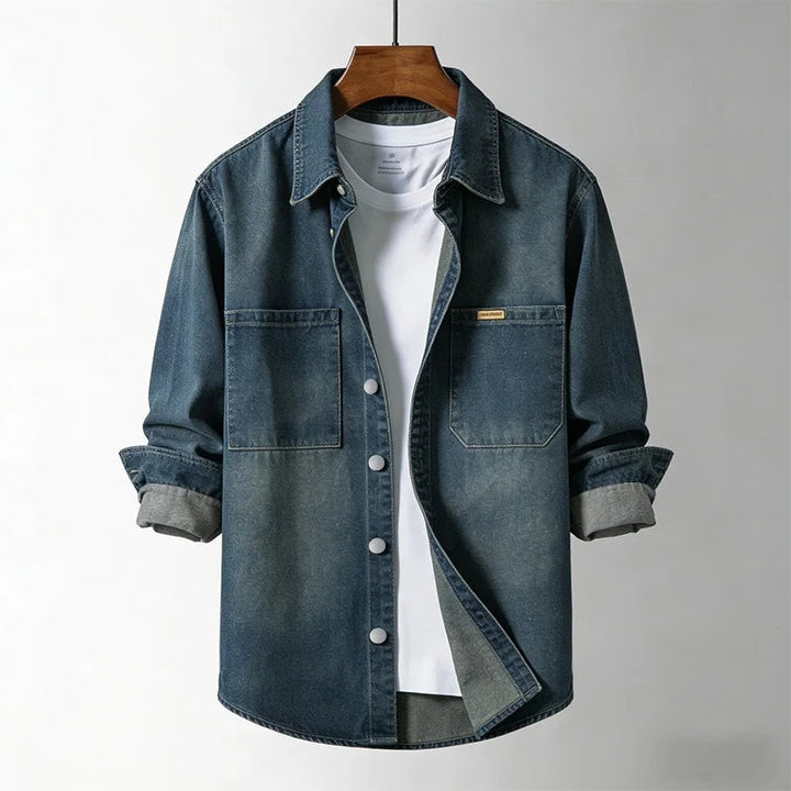 Men's Vintage-Style Loose Denim Overshirt – Classic Casual Layering Jacket