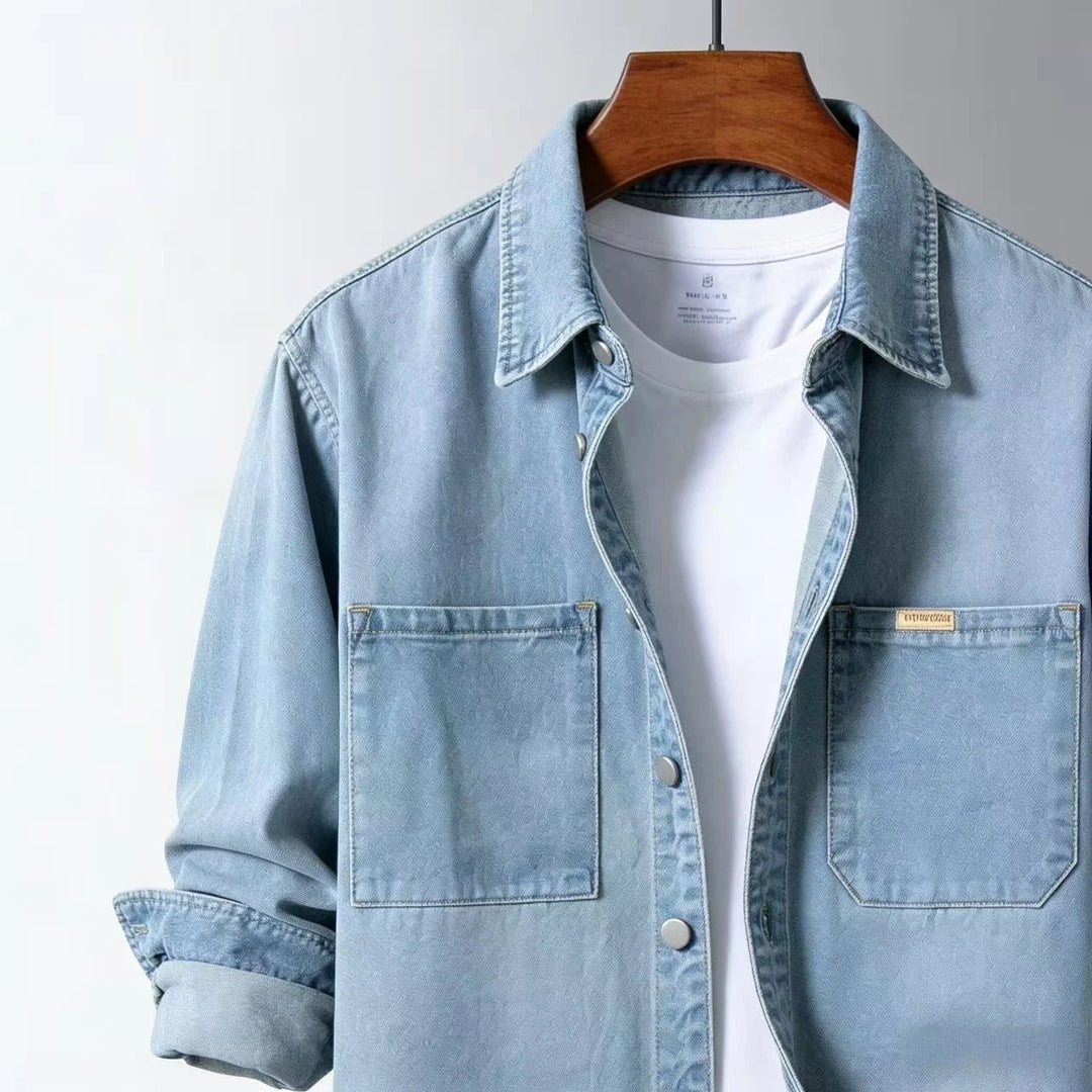Men's Vintage-Style Loose Denim Overshirt – Classic Casual Layering Jacket