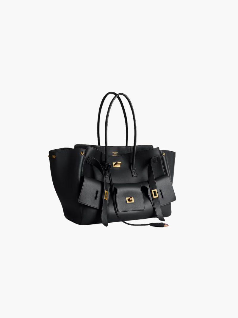 Luxurious vegan leather beach bag – woven tote for women