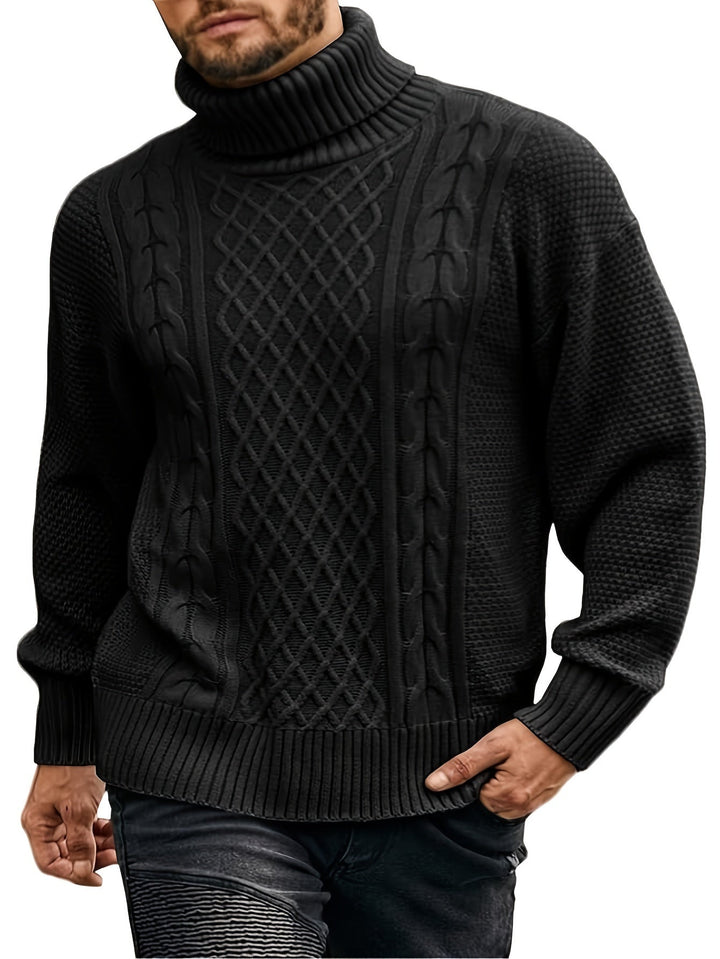 Ambrose | Herren Pullover Zopfmuster mit Rollkragen