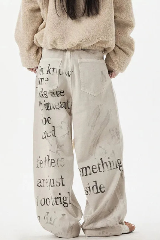 Women's Apricot Graffiti Straight Jeans – Streetwear Pants