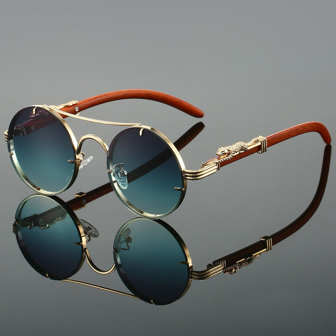 Retro Runde Metallrahmen Sonnenbrille - Grün