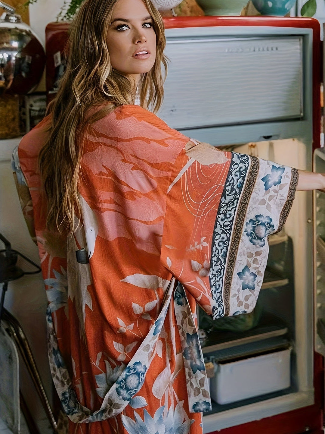 Women's kimono with floral pattern – Light summer kimono