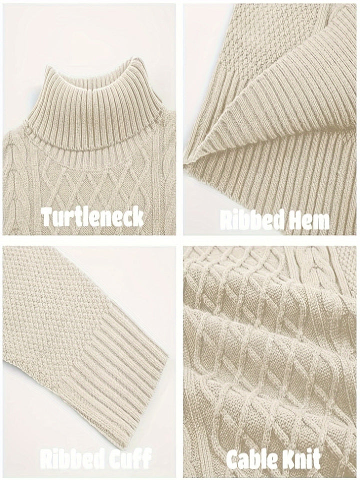 Ambrose | Herren Pullover Zopfmuster mit Rollkragen