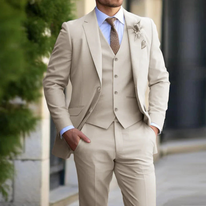 3-teiliges Herren-Set – Business-Blazer, Strickjacke, Hose, Smart Casual, formeller Stil