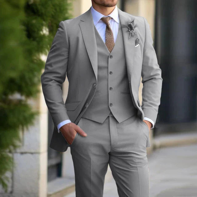 3-teiliges Herren-Set – Business-Blazer, Strickjacke, Hose, Smart Casual, formeller Stil