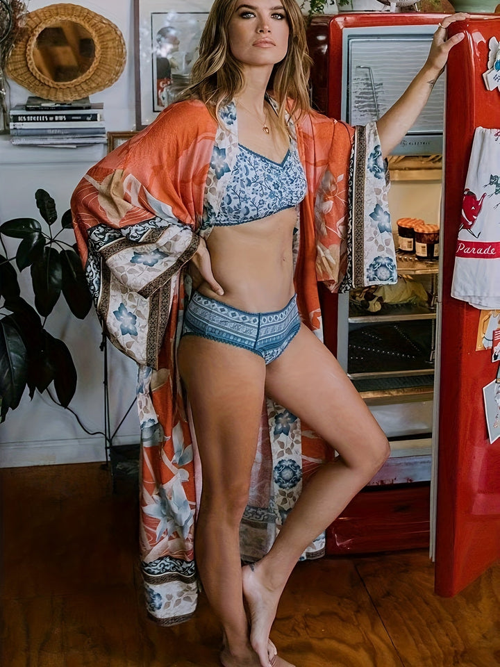 Women's kimono with floral pattern – Light summer kimono
