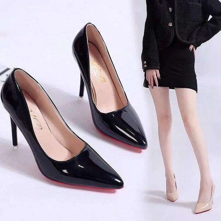 Damen Glänzende Leder High Heel Stilettos – Elegante Abend-Pumps