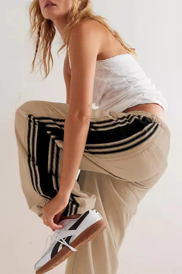 Women's Airy Loose Casual Jogging Pants with Side Stripes – Lounge Pants