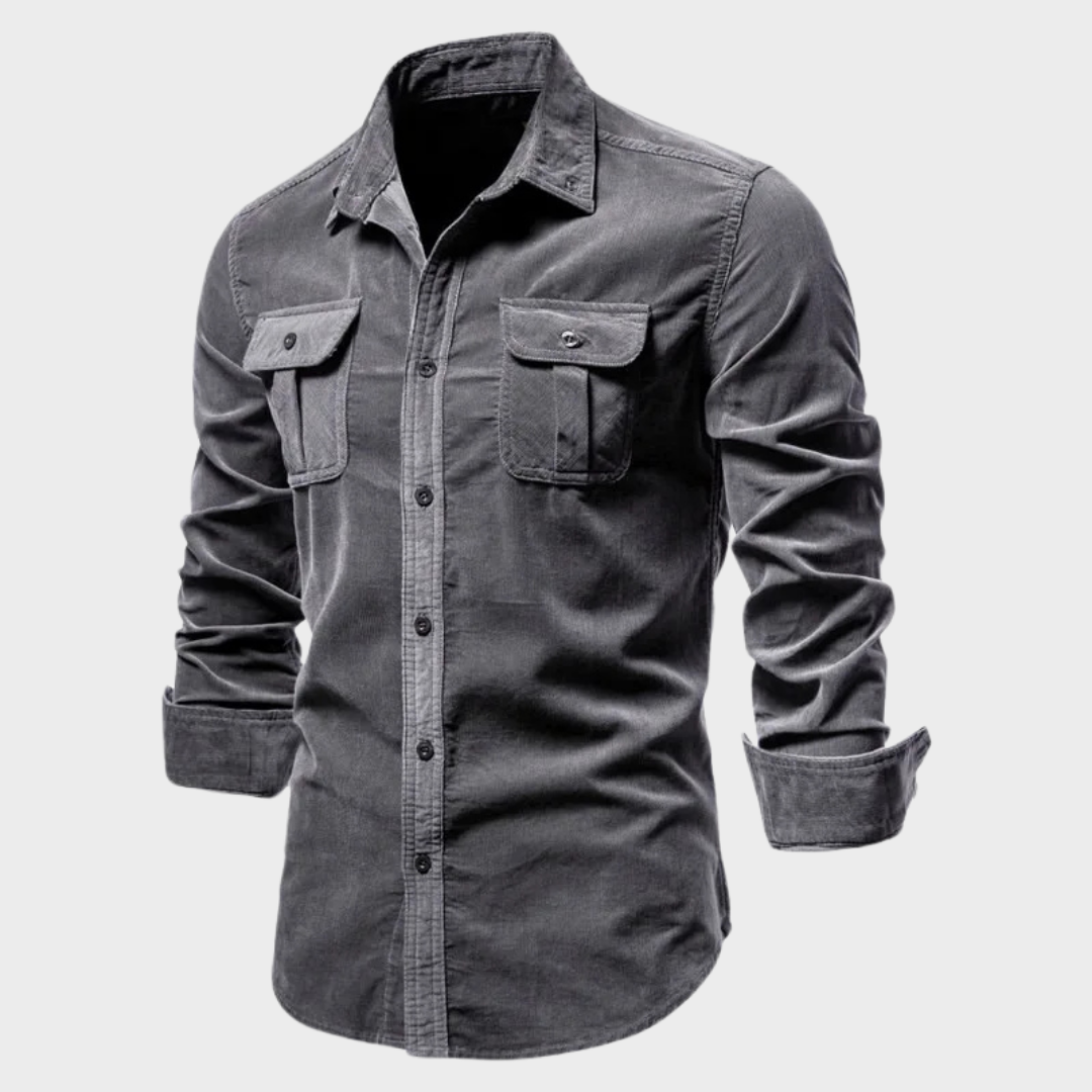Solid color corduroy long-sleeve shirts