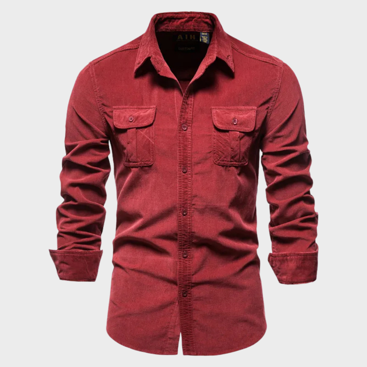 Solid color corduroy long-sleeve shirts