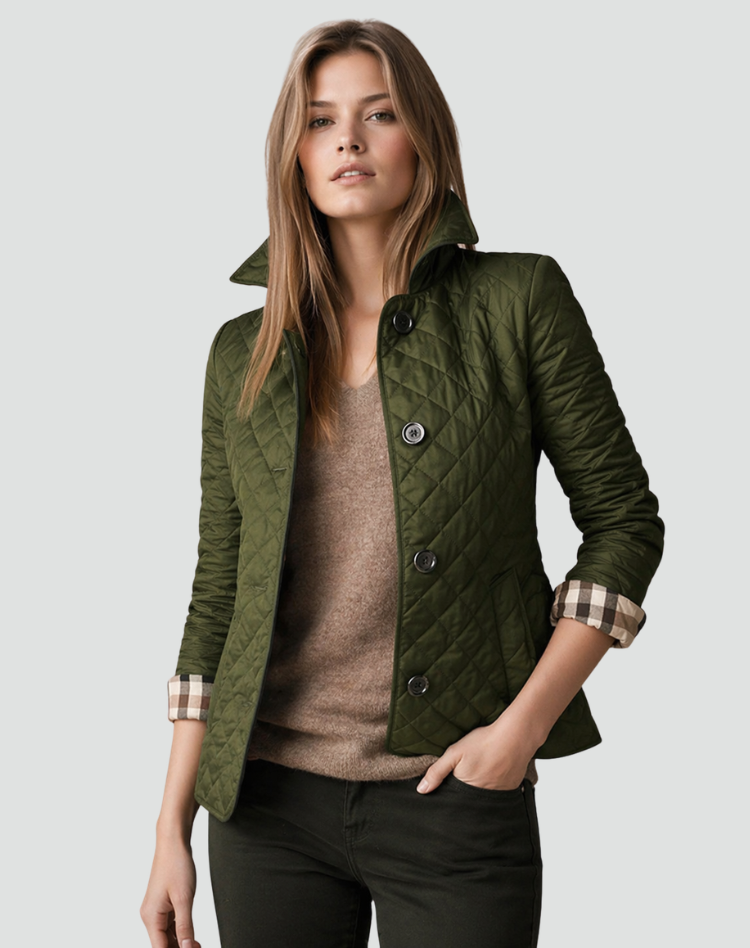Damen Übergangsjacke Regular Fit Doorgestikt mit Kragen und Knöpfe