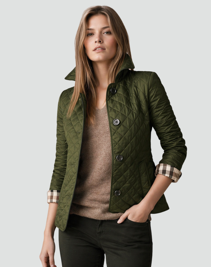 Damen Übergangsjacke Regular Fit Doorgestikt mit Kragen und Knöpfe