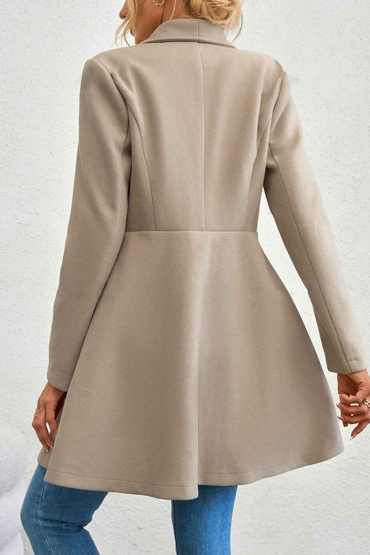 Damen Slim-Fit Langer Mantel mit Reverskragen