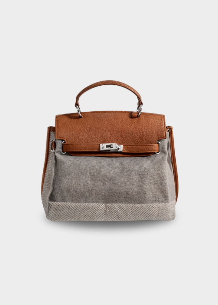 Large Canvas Bag Women – Vegan Leather Shopper with Zipper