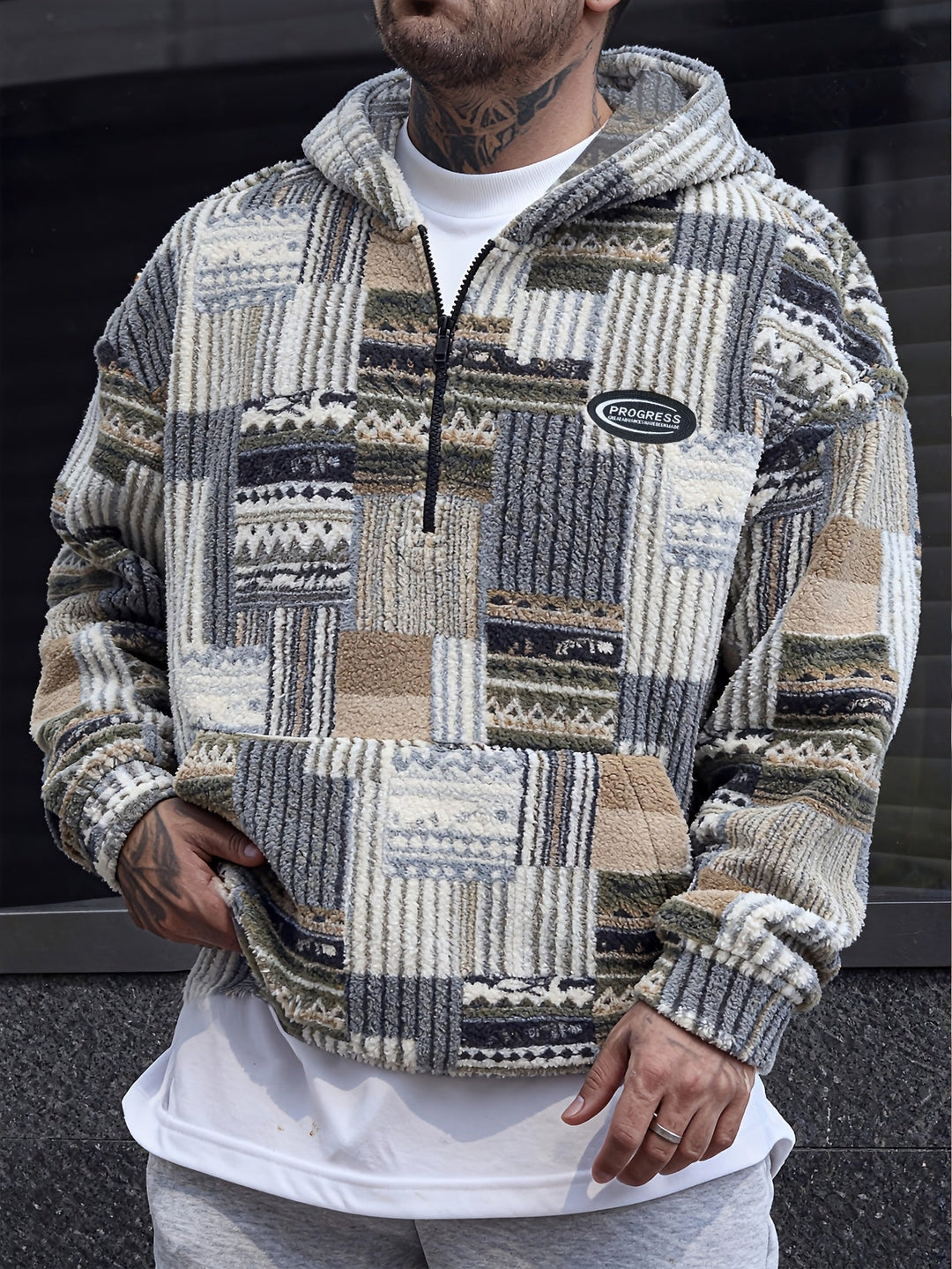 Malcolm | Herren Half-Zip Pullover gemustert