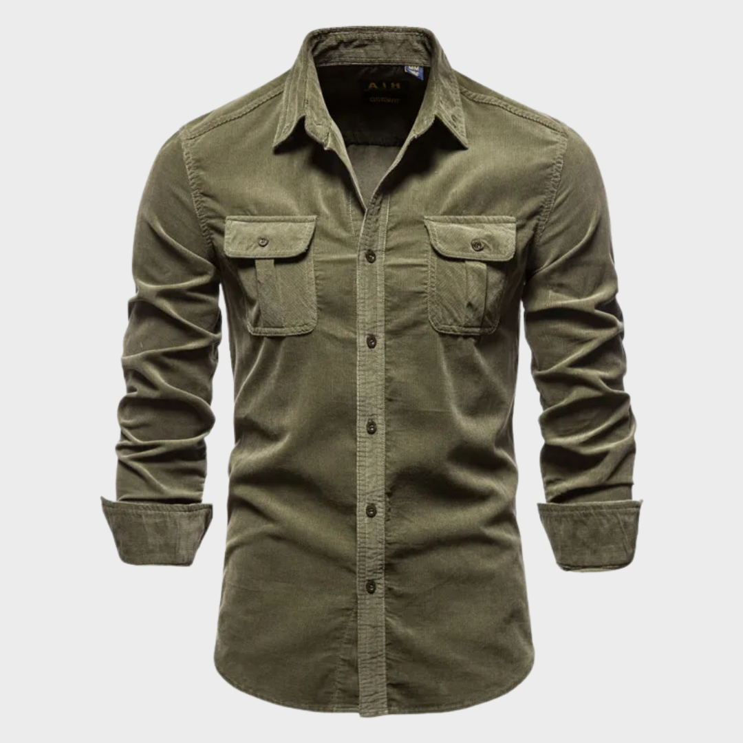 Solid color corduroy long-sleeve shirts
