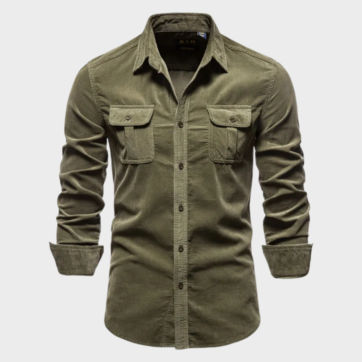 Solid color corduroy long-sleeve shirts