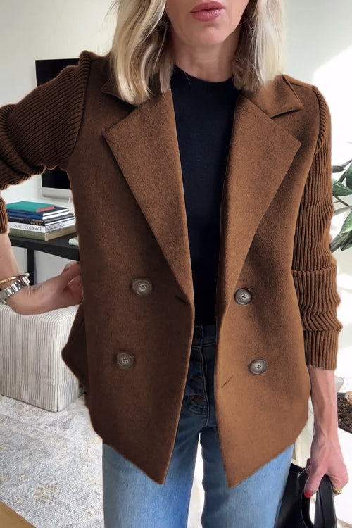 Damen Woll Casual Blazer Mantel Mit Reverskragen – Elegante Alltagsjacke