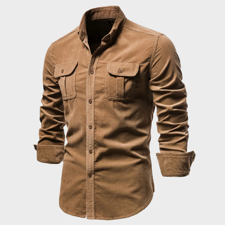 Solid color corduroy long-sleeve shirts