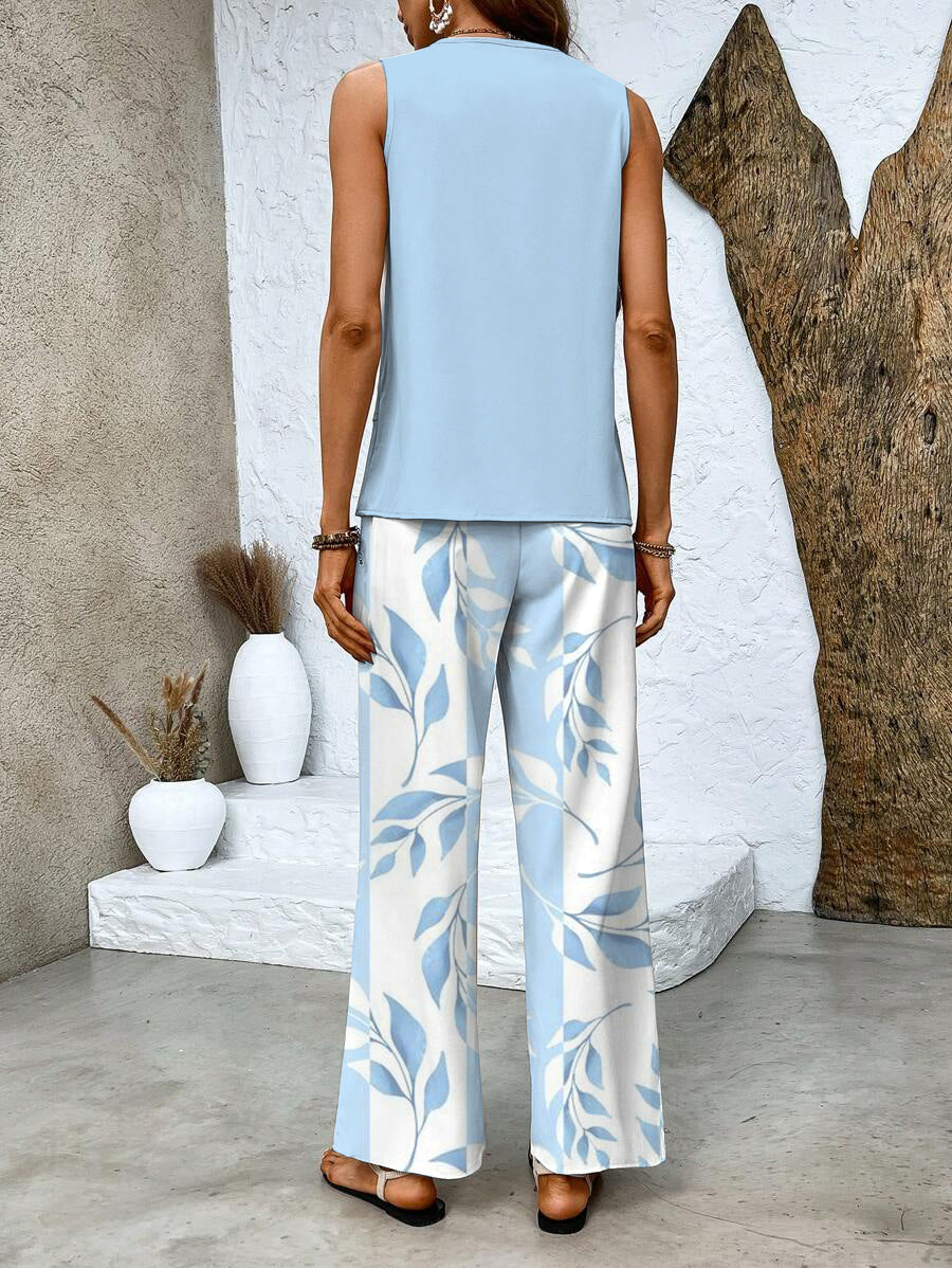 Elegant women's two-piece – sleeveless top & straight pants set