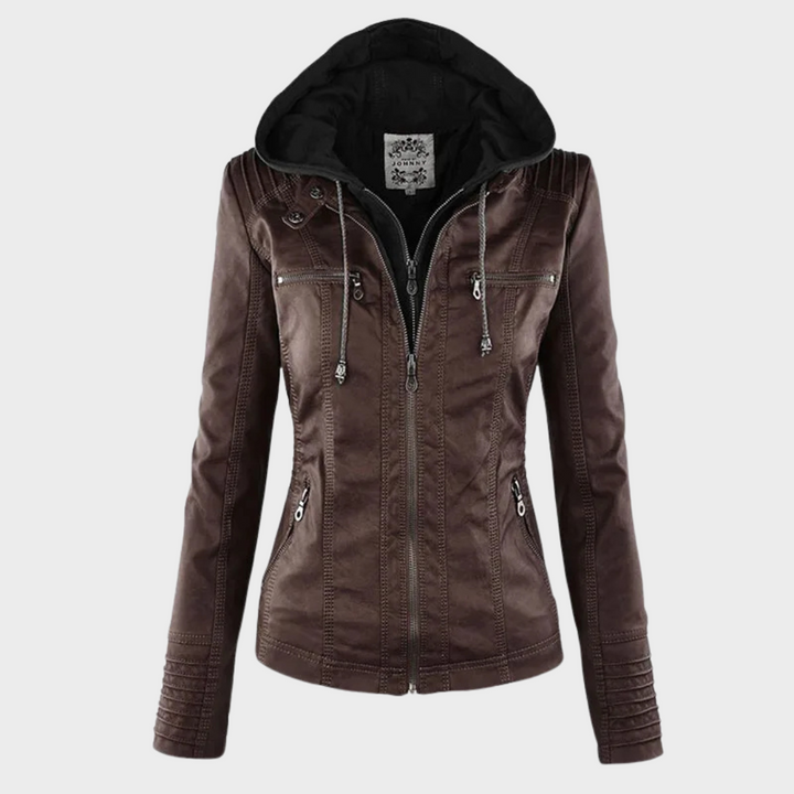 Charlize | Leather hooded jacket