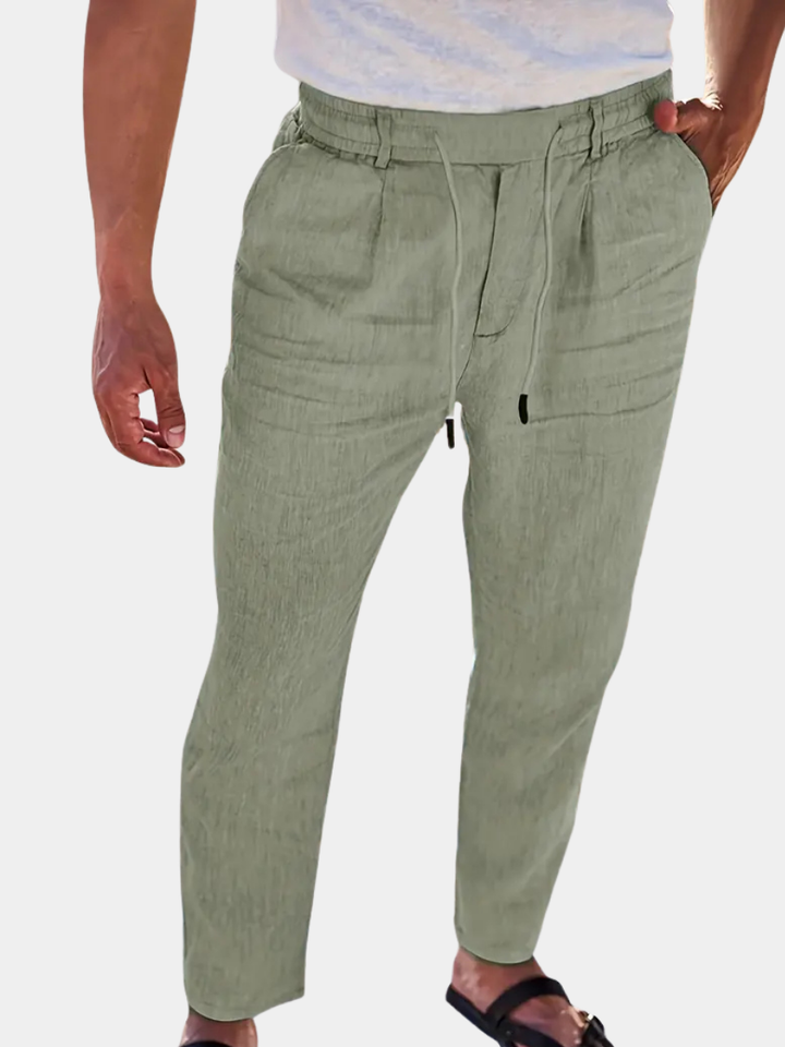 Men's Wide-Cut Linen Pants – Casual Summer Pants with Drawstring
