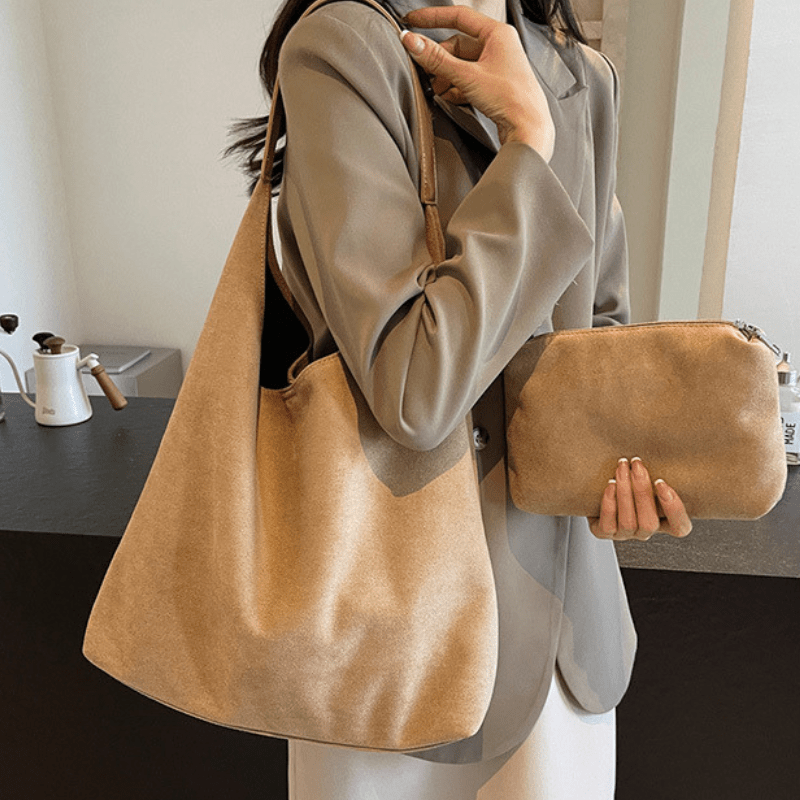 Veganer Leder Strandtasche – Große Sommertasche mit Seilgriffen