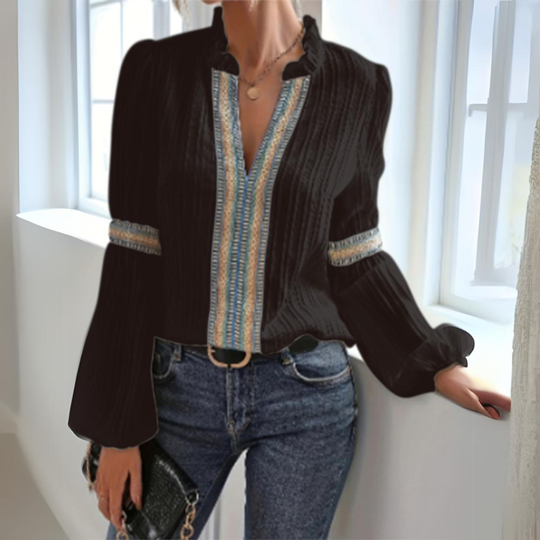 Women's Boho Chiffon Blouse with Long Sleeves – Airy Flowing Top