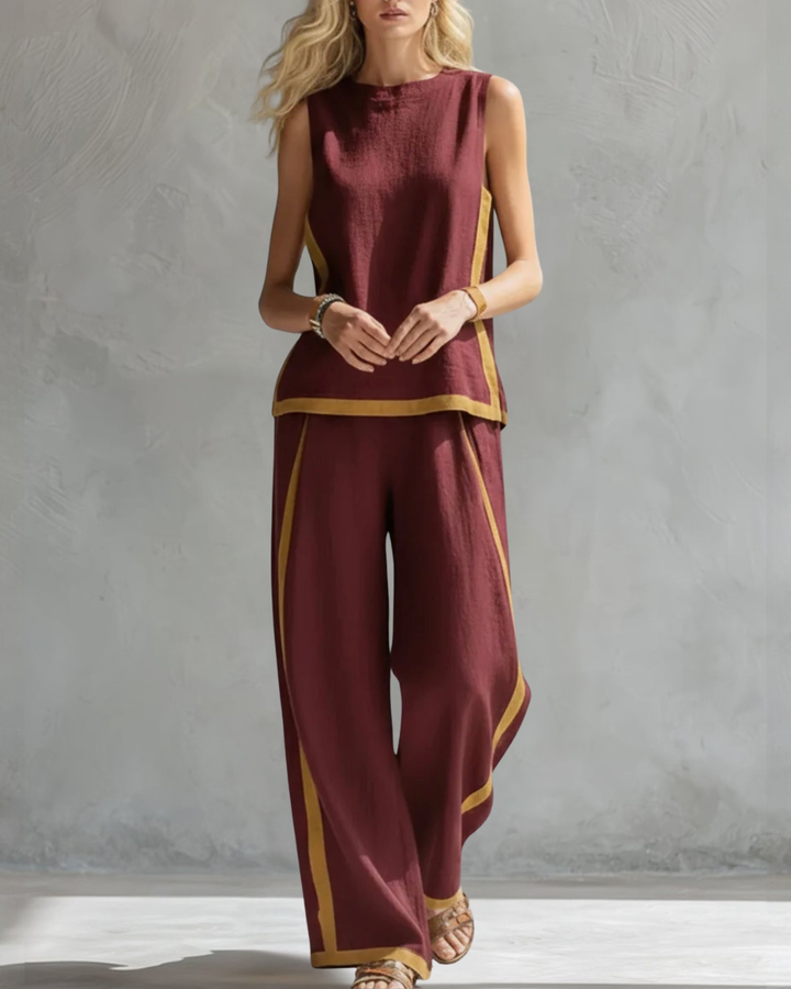 Women's Loose Linen Two-Piece Set - Sleeveless Casual Outfit