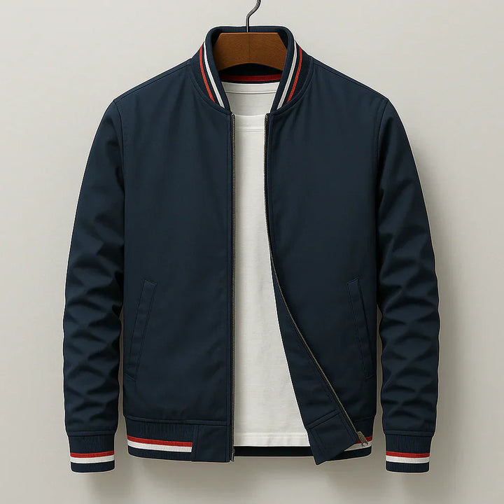 Men's Lightweight Bomber Jacket with Ribbed Collar – Casual Zip-Up Jacket