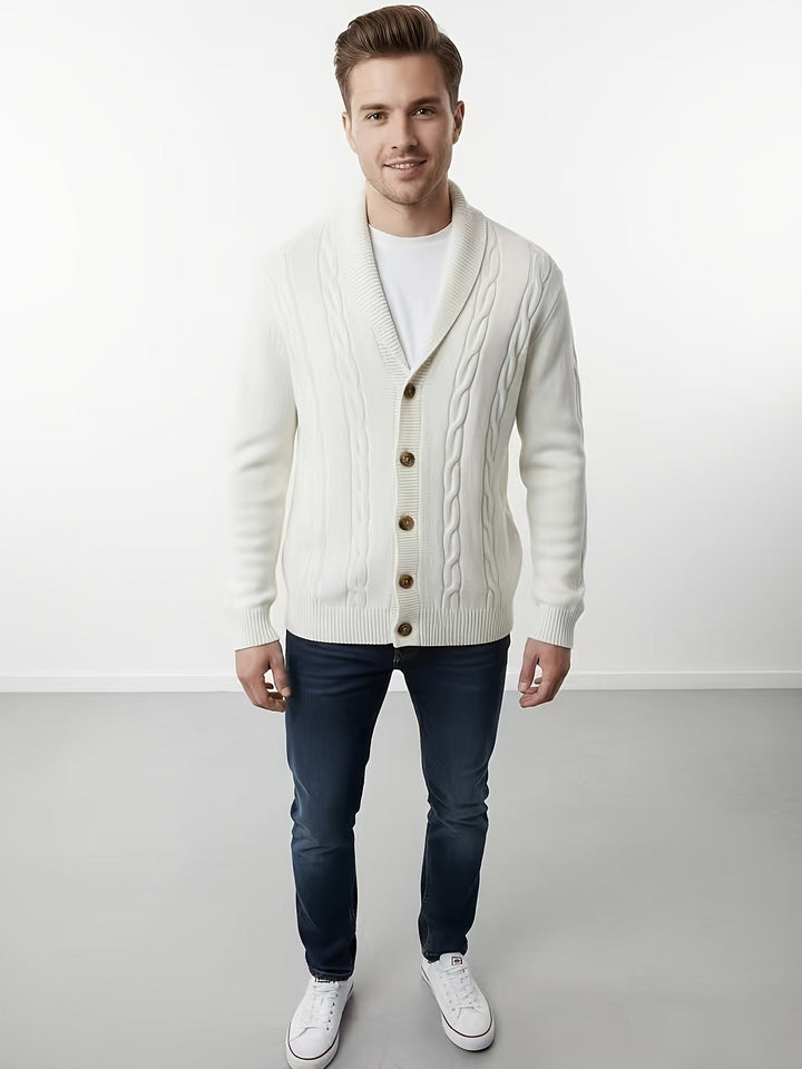 Trevor | Herren Zopfstrick-Cardigan mit Knöpfen