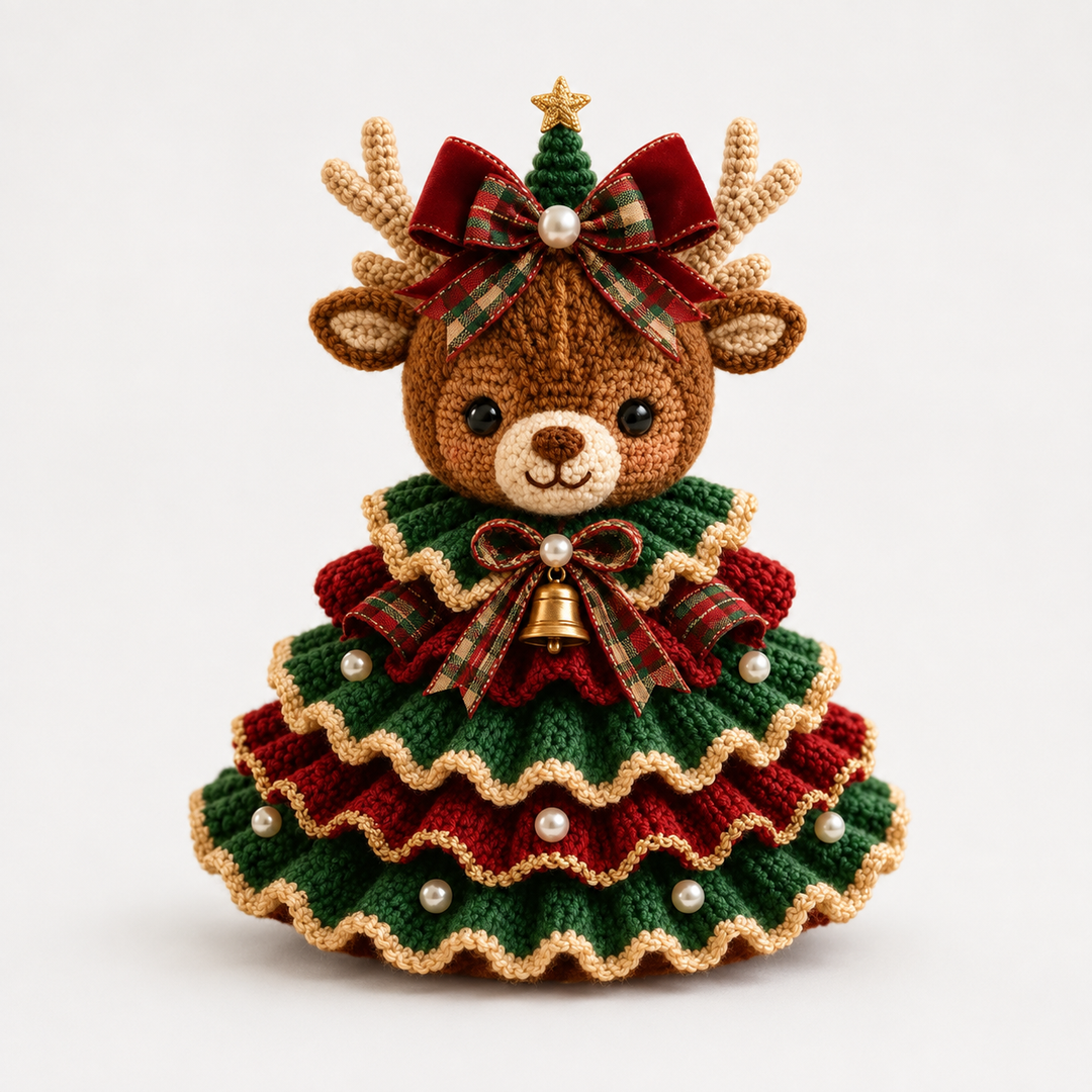 Weihnachtsornamente Set Gehäkelte Highland Kuh