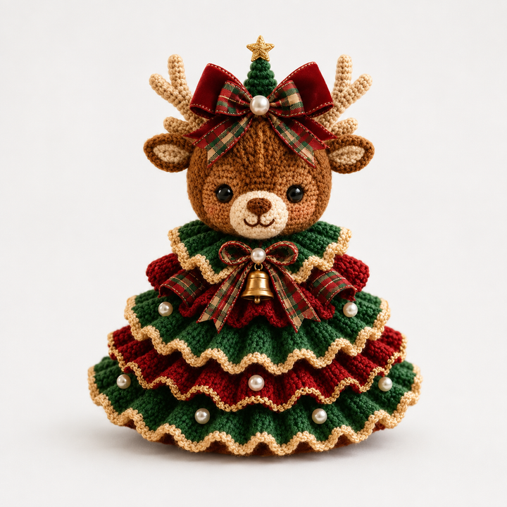 Weihnachtsornamente Set Gehäkelte Highland Kuh