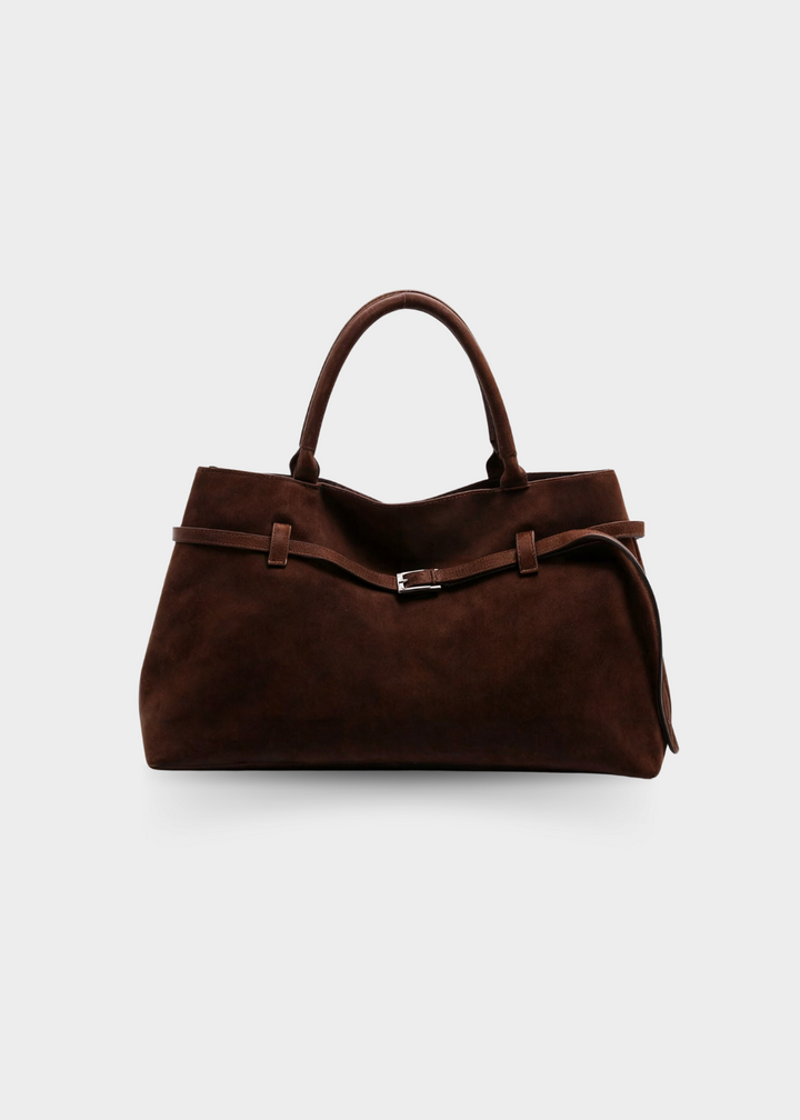 Vegan Suede Handbag Women – Large Shoulder Bag with Zipper