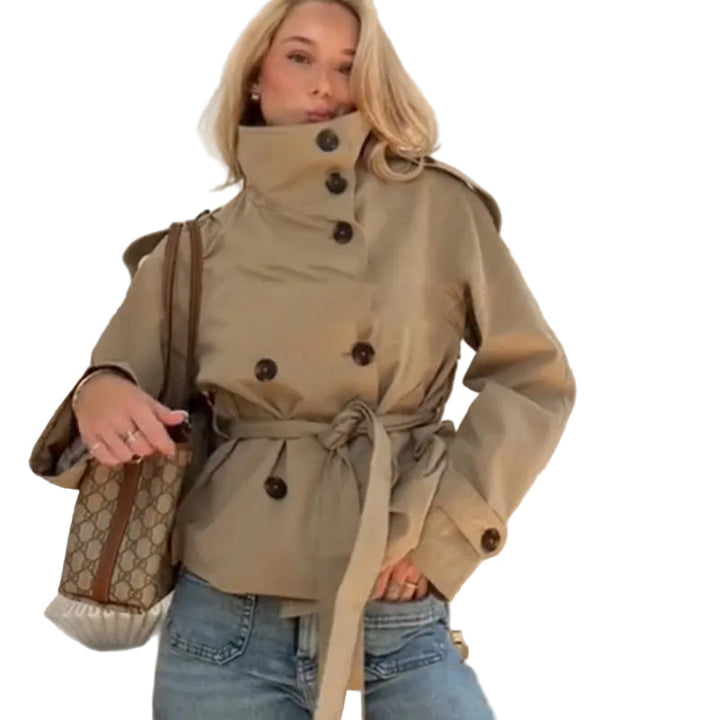 Damen Trenchcoat Tailliert Stylische Kragen Casual Frühling Herbst