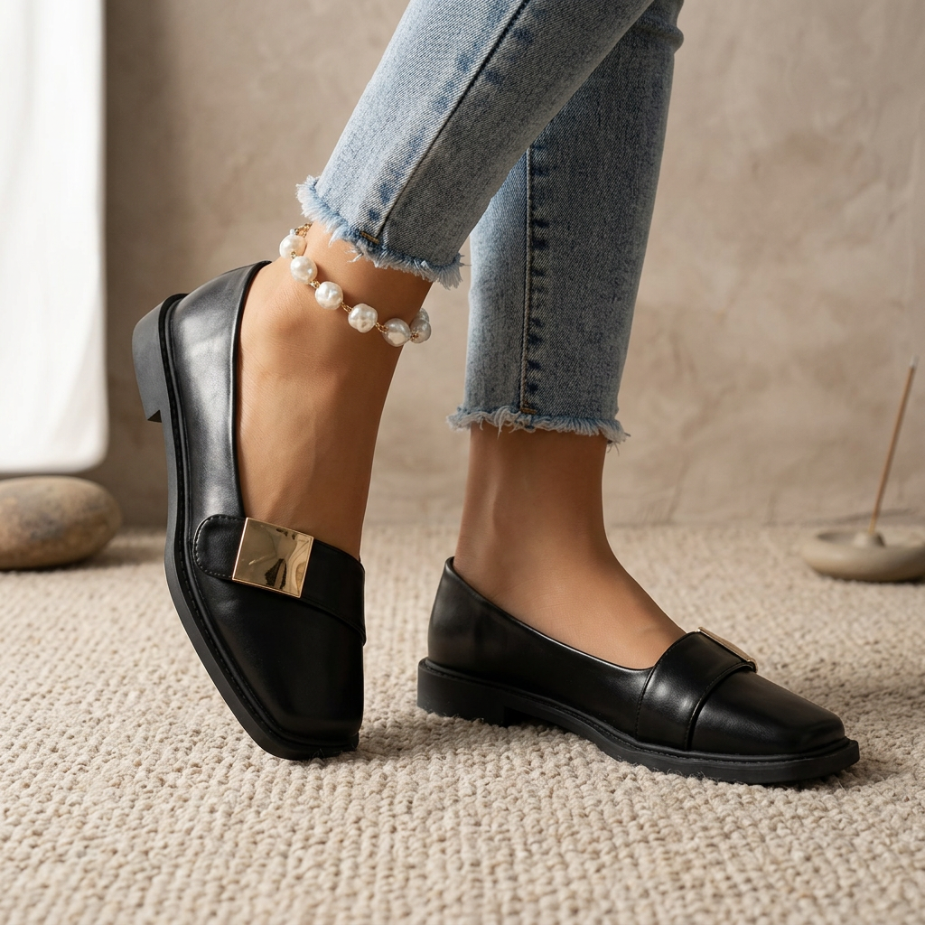 Mocassins carrés slip-on pour femmes – Chaussures décontractées à la mode