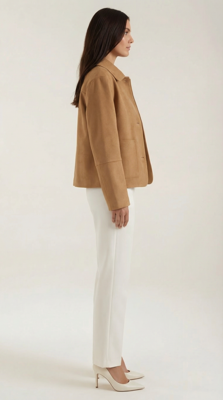 Damen Kurze Jacke mit Knopfleiste Für Casual Tage