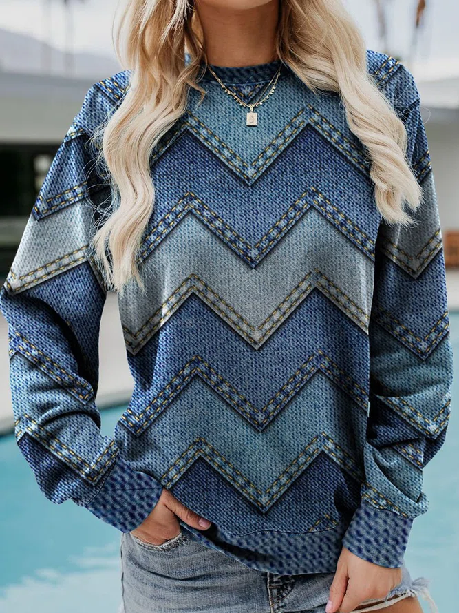 Sudadera para mujer con estampado y cuello redondo