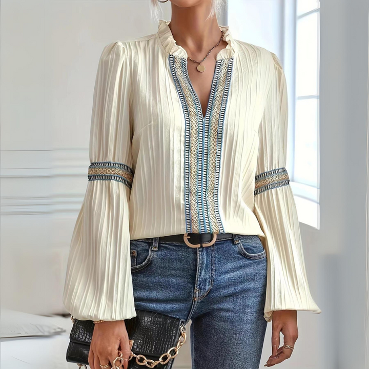 Women's Boho Chiffon Blouse with Long Sleeves – Airy Flowing Top
