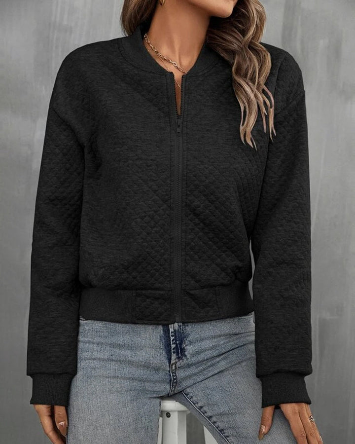 Elegant women's transitional jacket – lightweight bomber jacket with zipper