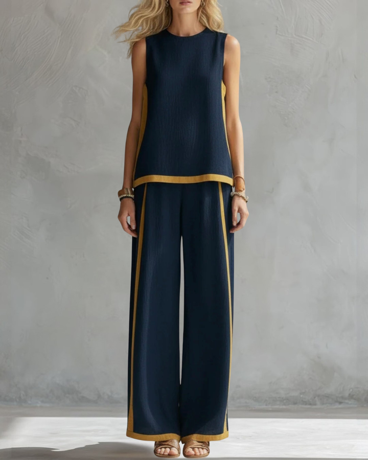 Women's Loose Linen Two-Piece Set - Sleeveless Casual Outfit