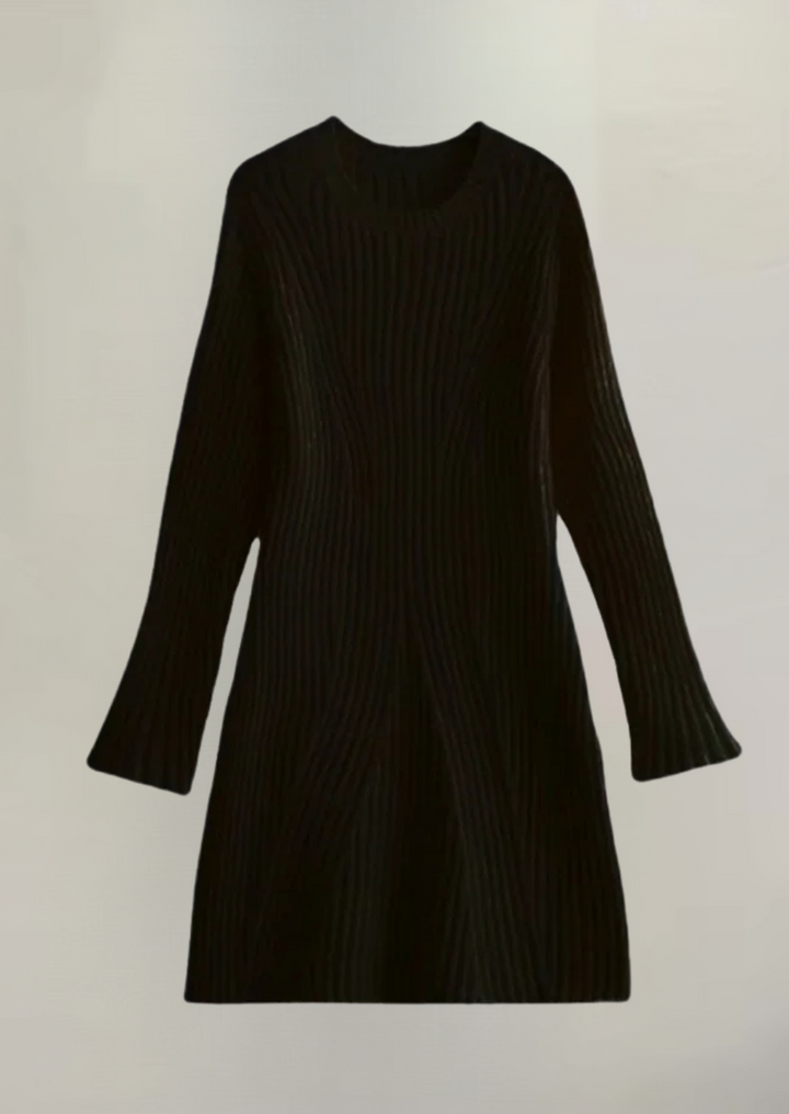 Women's knitted dress – rib knit – long sleeve – comfortable fit